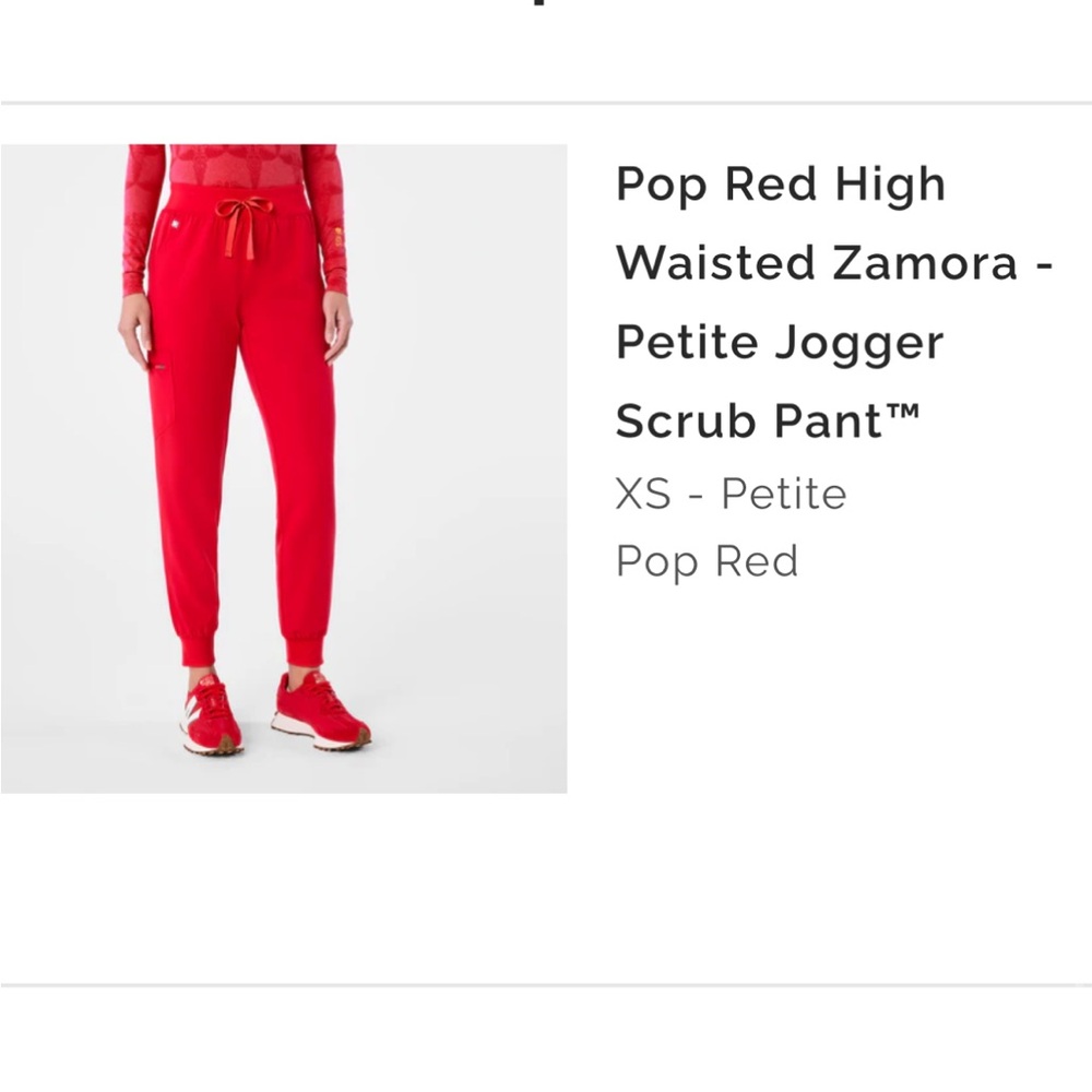 Like New Figs Pop Red High Waisted Zamora Scrub Pants